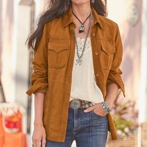 Sundance | Evans Suede Shirt / Jacket / Shacket in Cognac, Sz M ♥ Like new!